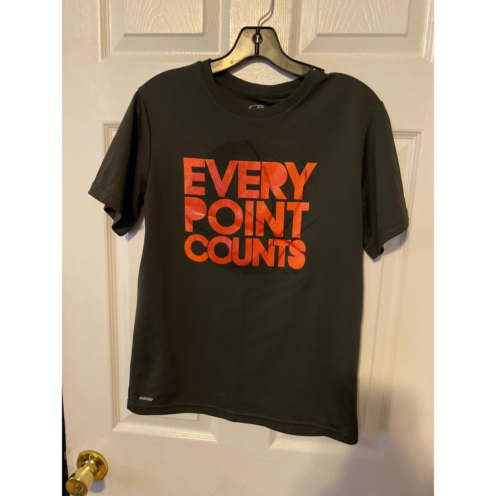 Champion C9 Boys Duo Dry Every Point Counts Graphic TeeShirt Gray Orange L 12-14